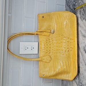 Brahmin Large Bailee YELLOW Crocodile Embossed Tote bag